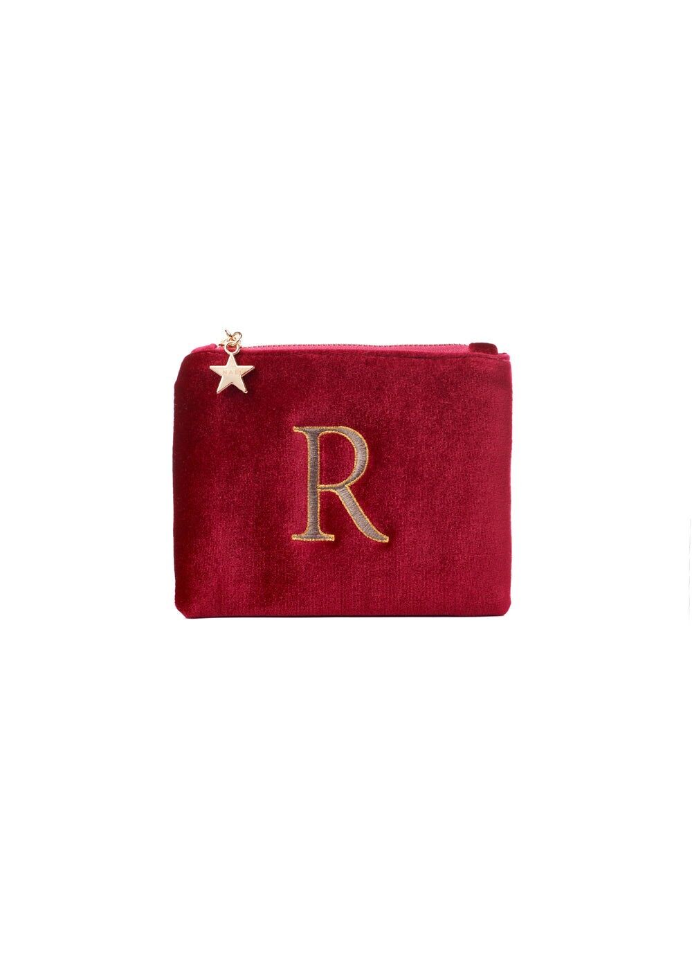 KLEINE SAMTCLUTCH BUCHSTABE R