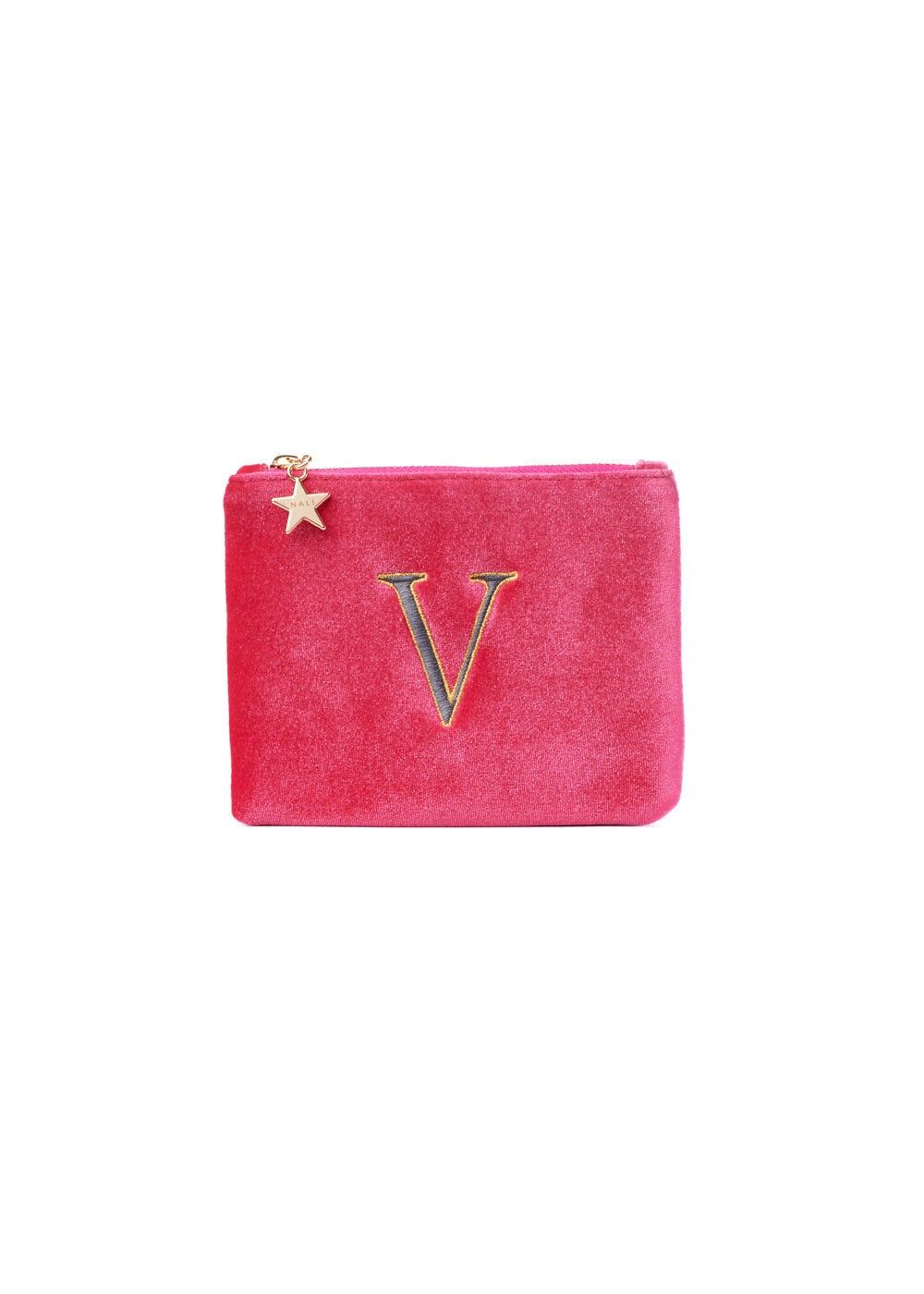 KLEINE SAMTCLUTCH BUCHSTABE V