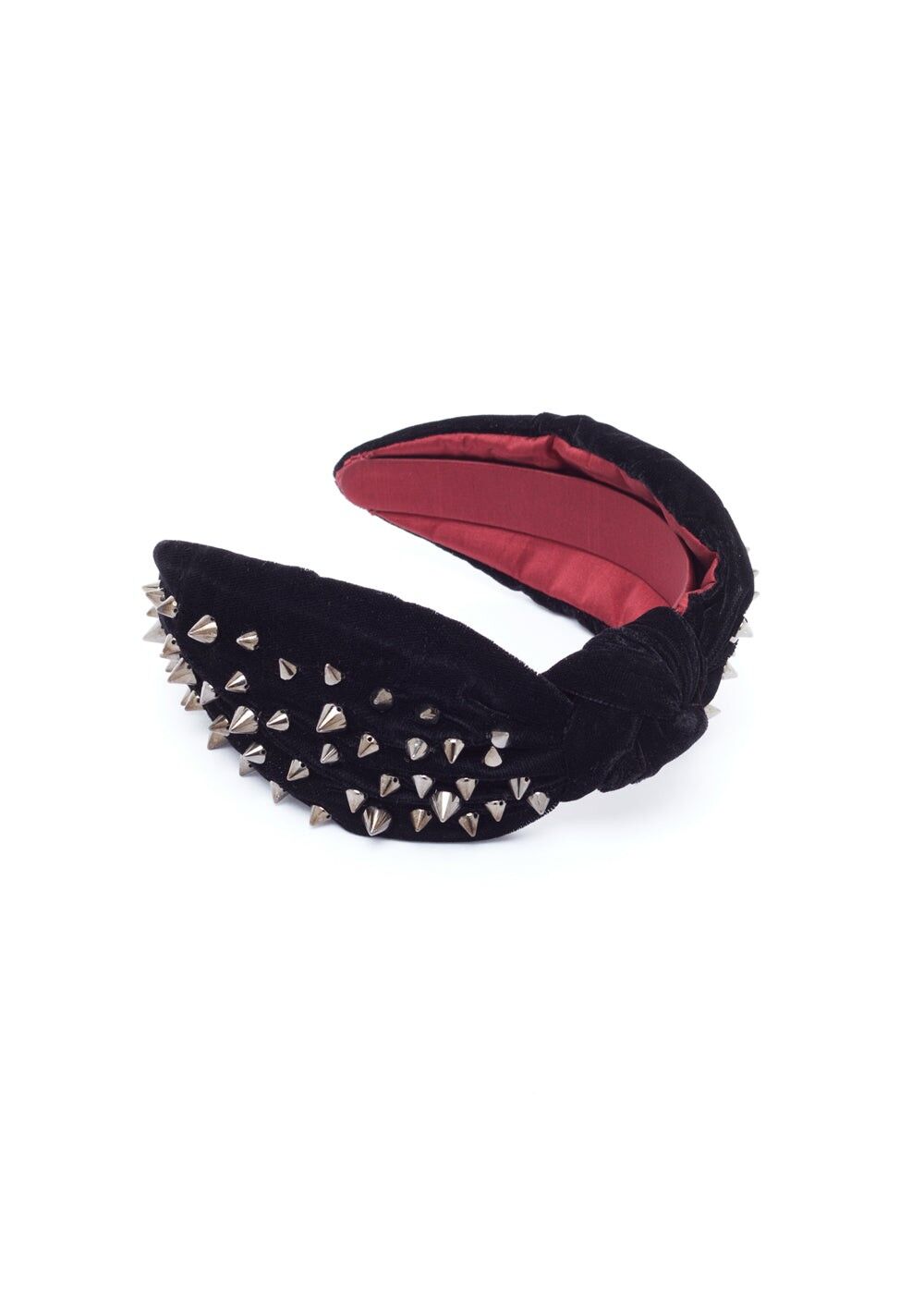 STIRNBAND MIT SAMTKNOTEN MIT DUNKELGRAUEN NIETEN
