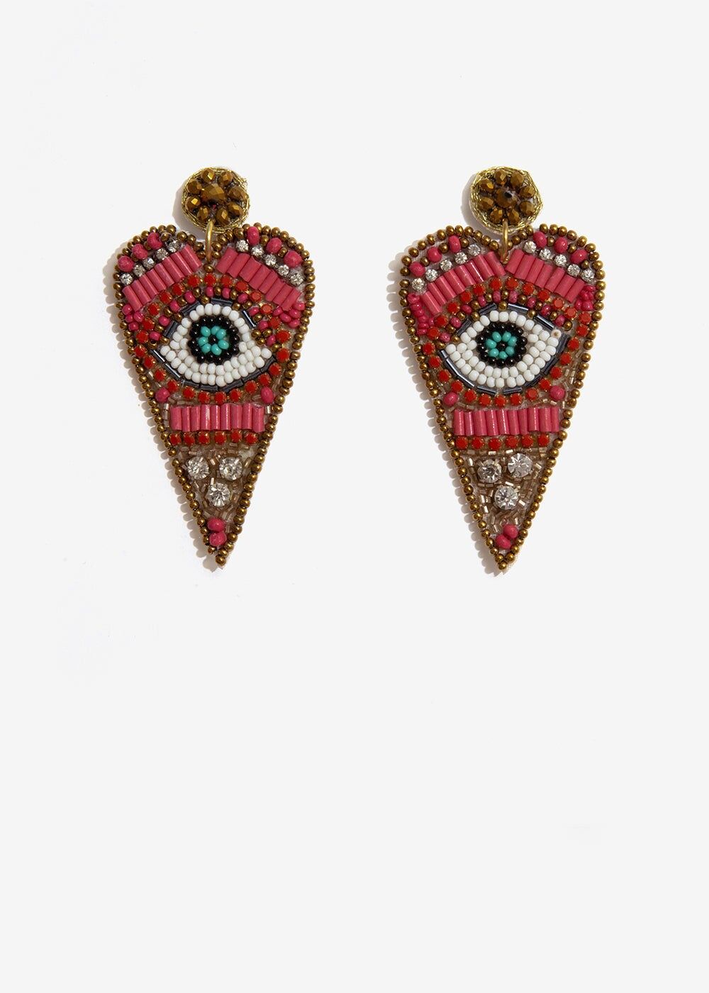 EARRINGS WITH EYE AND FUCHSIA BEADS
