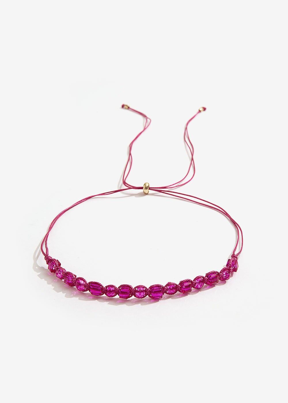 ADJUSTABLE CHOKER NECKLACE WITH FUCHSIA CRYSTALS