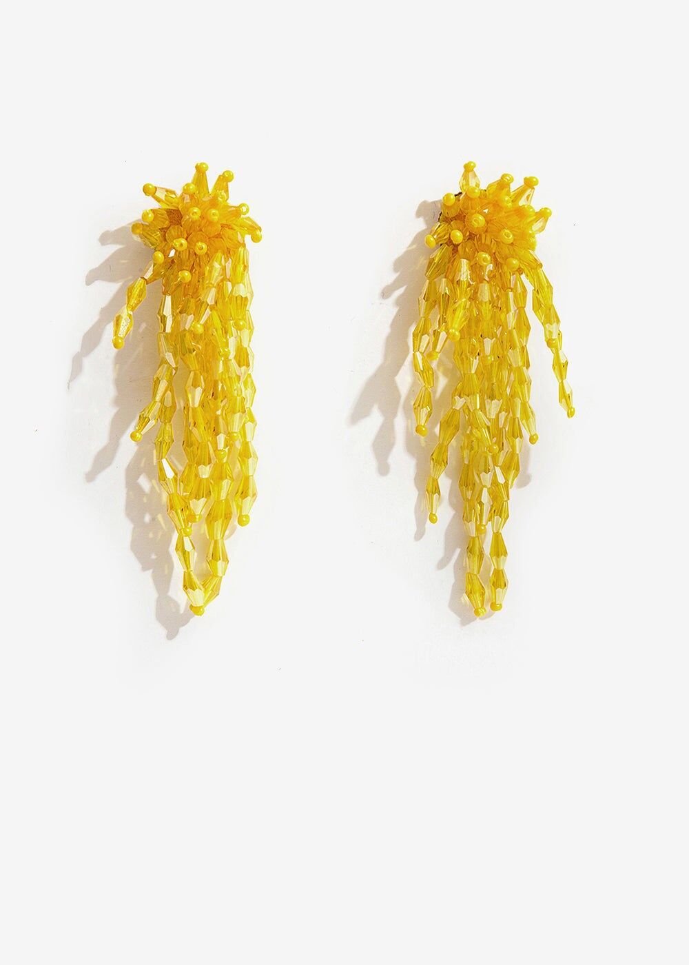 DANGLING EARRINGS IN YELLOW GLASS AND BEADS