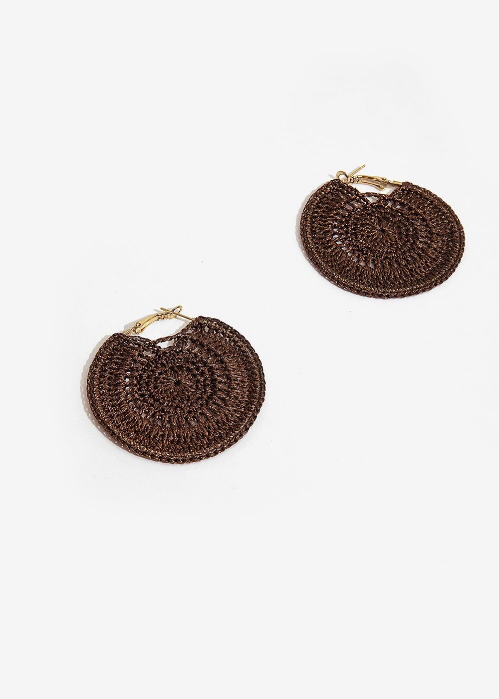 MEDIUM HOOP EARRINGS WITH BRONZE CROCHET