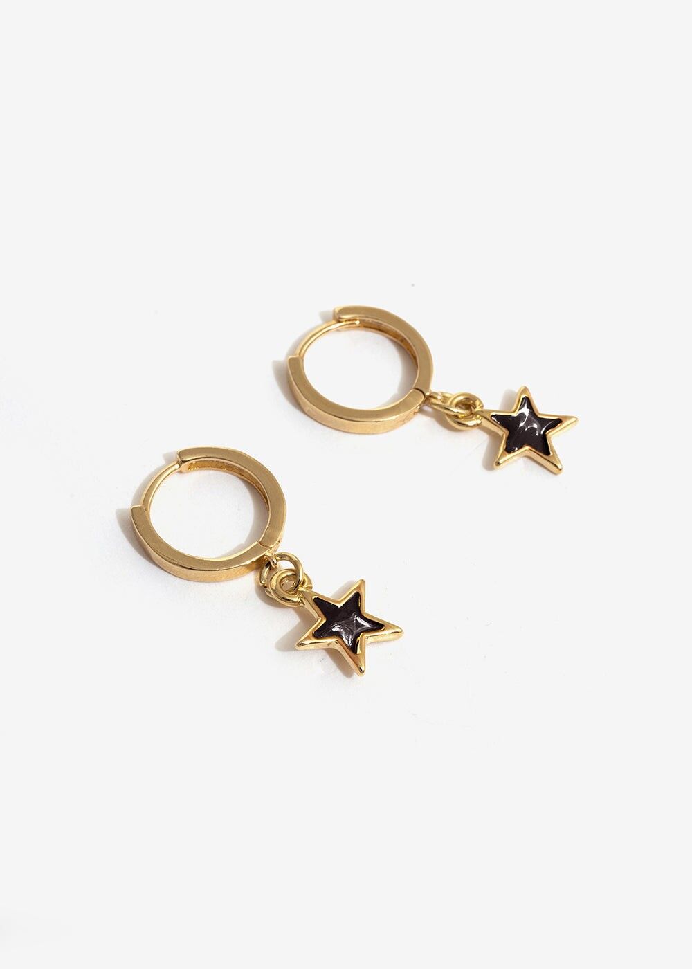 SMALL HOOP EARRINGS WITH BLACK STAR
