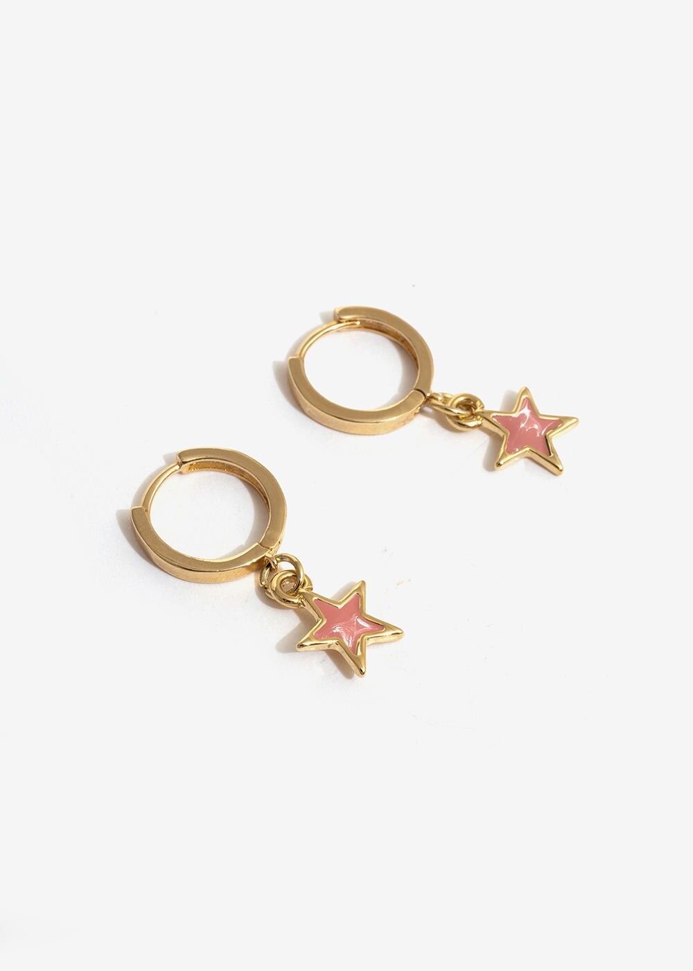 SMALL HOOP EARRINGS WITH PINK STAR