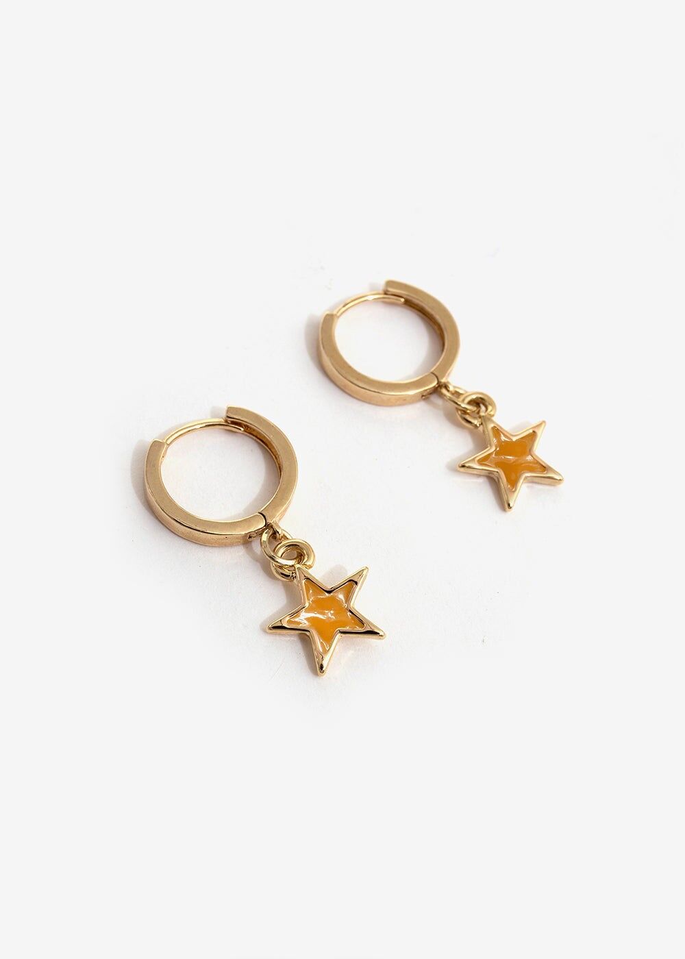 SMALL HOOP EARRINGS WITH ORANGE STAR