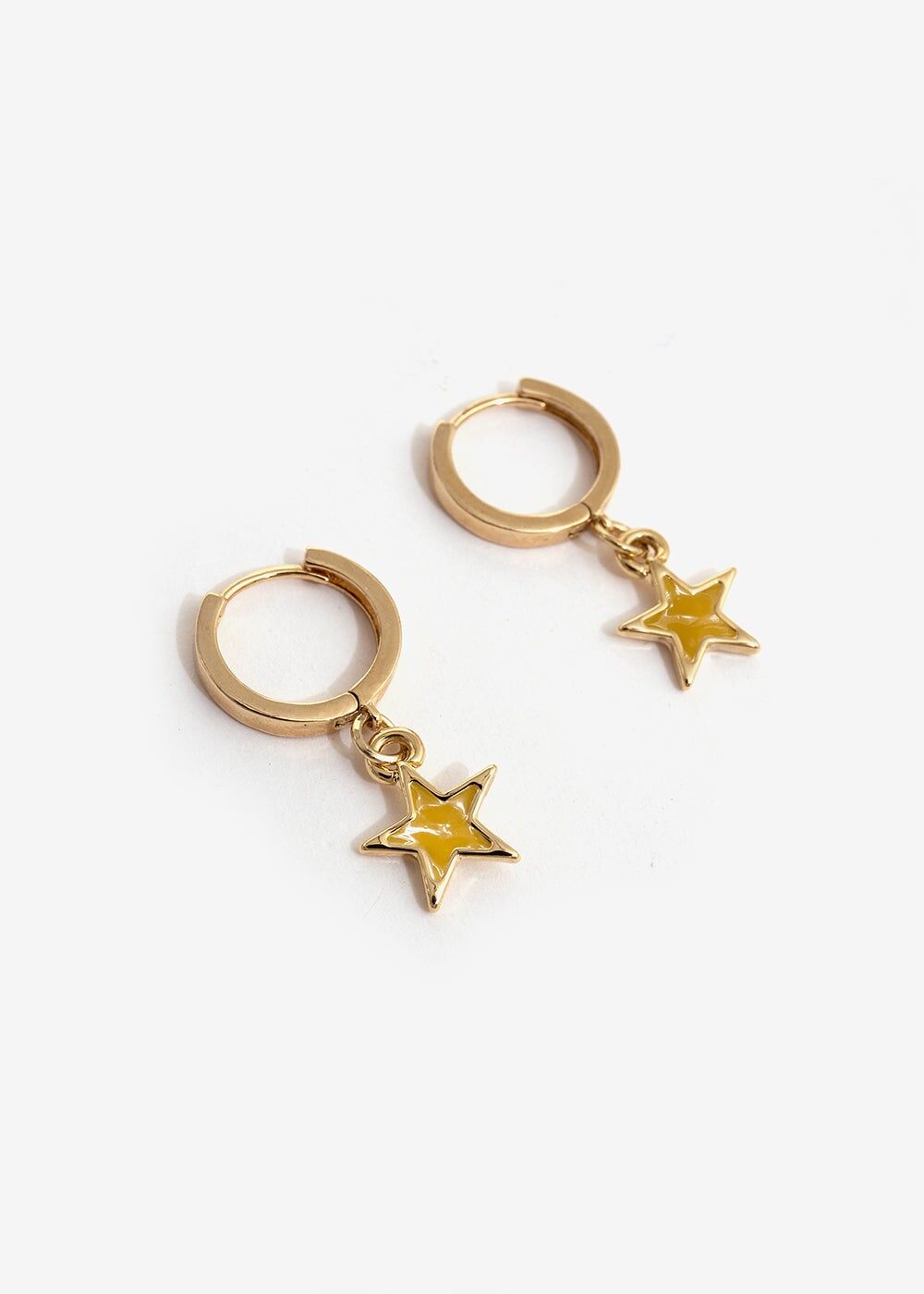 SMALL HOOP EARRINGS WITH YELLOW STAR