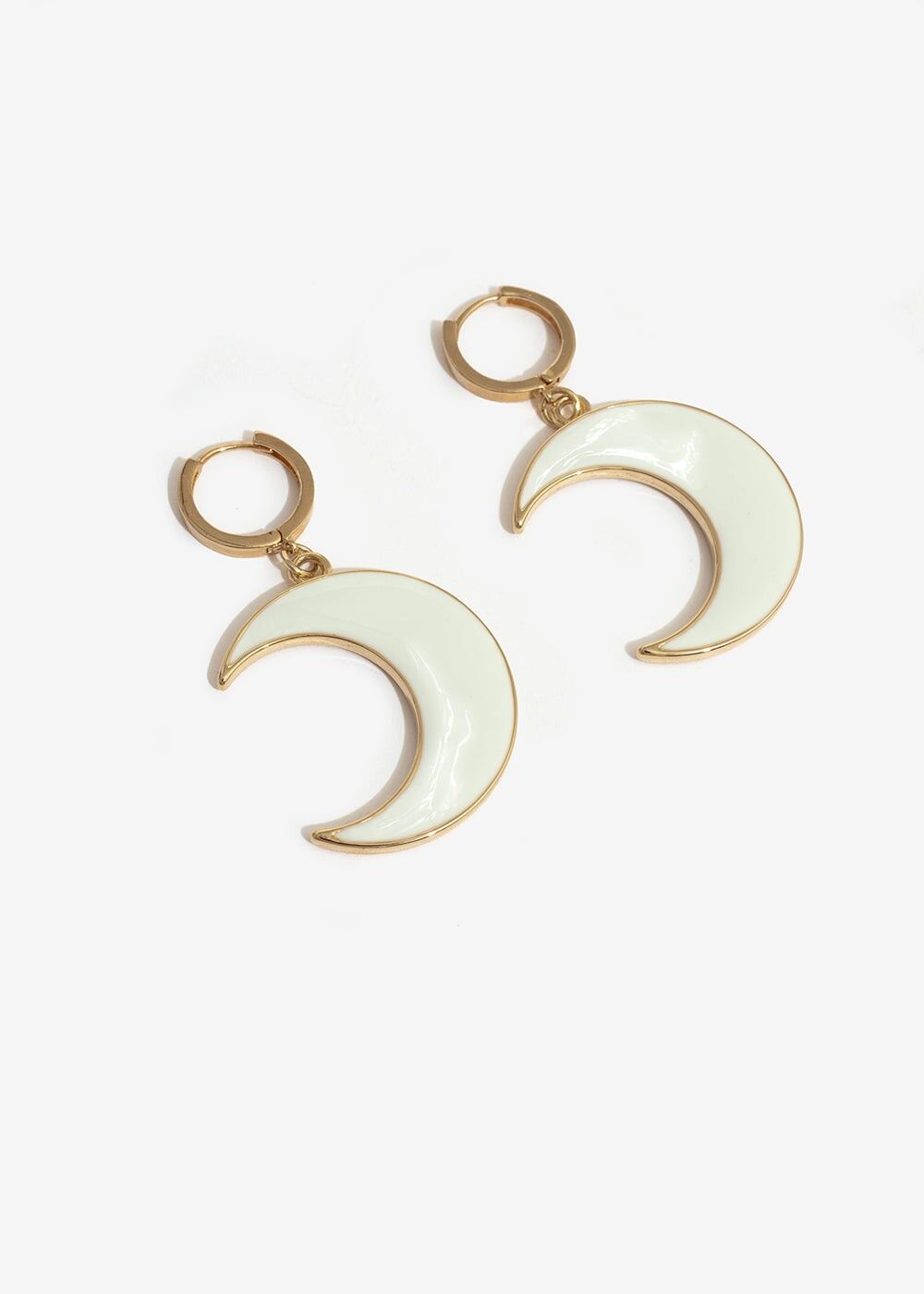 SMALL HOOP EARRINGS WITH WHITE MOON
