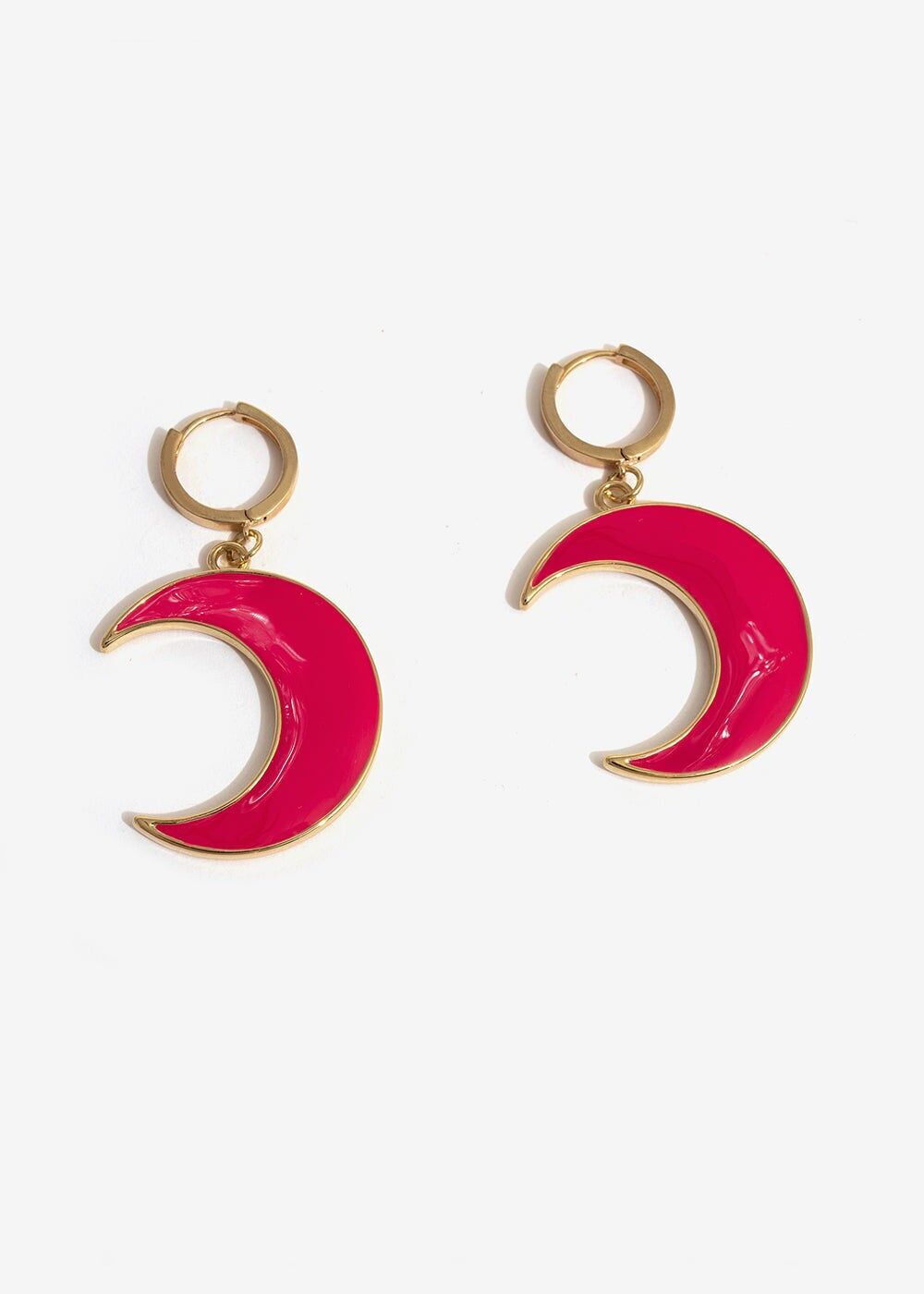 SMALL HOOP EARRINGS WITH FUCHSIA MOON