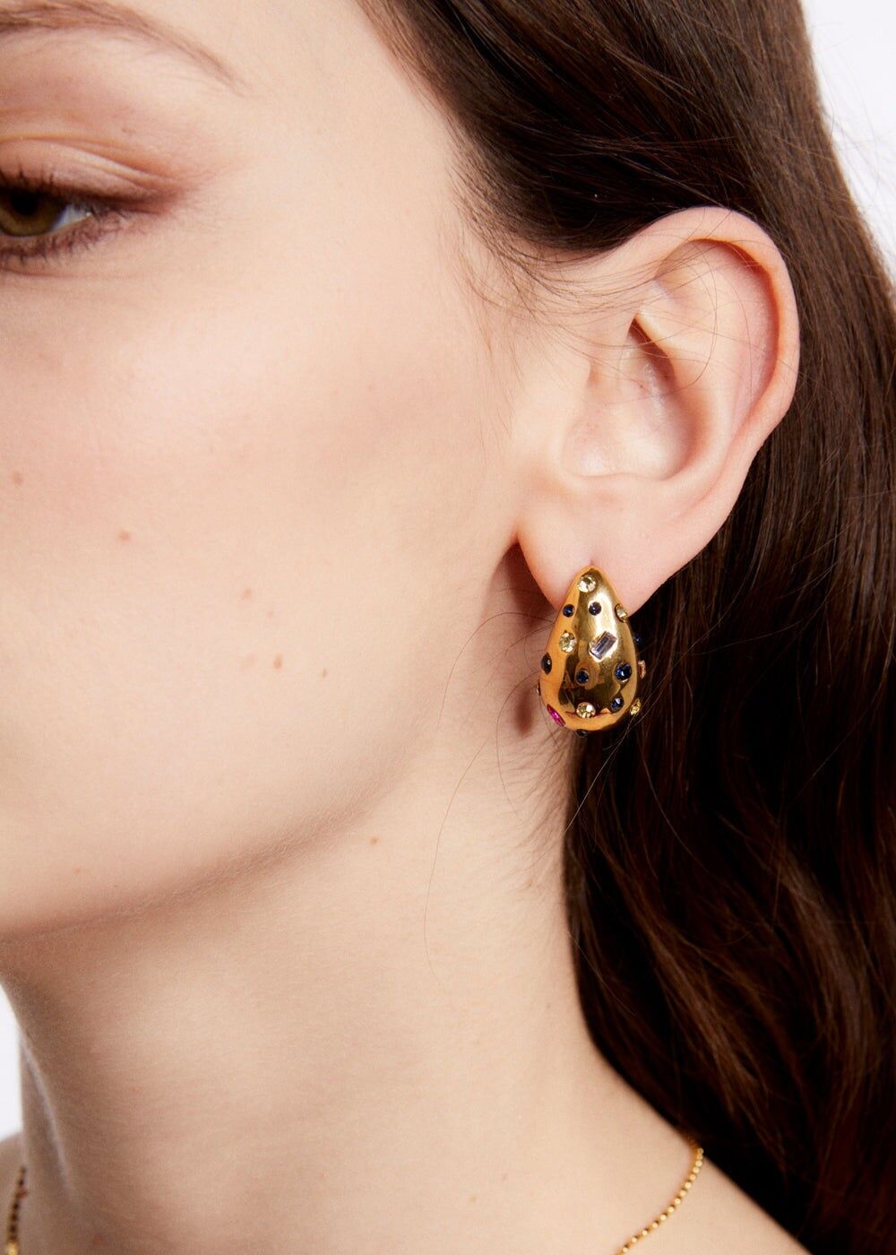 LEXY OHRRINGE MIT KLAREN STEINEN 14KT G.P. + FARBEN