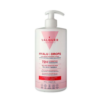 Lait Corps Fraise et Karité Hyaludrops – Hydratation 72H – 700 ml