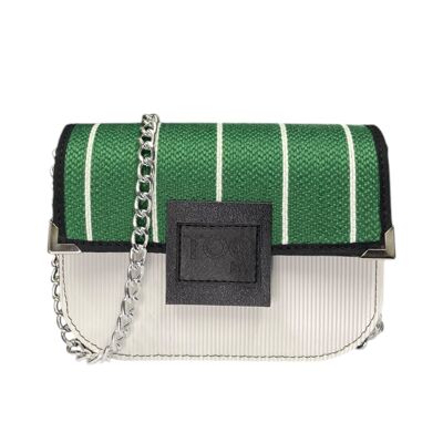 Chicca Mini Rafia Green and White - Messenger Bag with Shoulder Strap