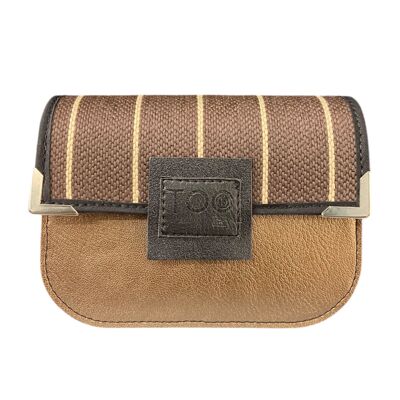 Chicca Mini Rafia Chocolate y Bronce - Bolso Bandolera con Bandolera