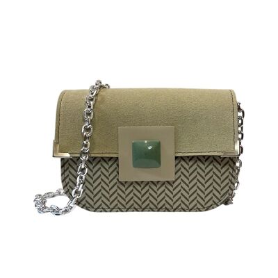 Chicca Maxi Alcantara beige verde salvia - Messenger Bag con tracolla