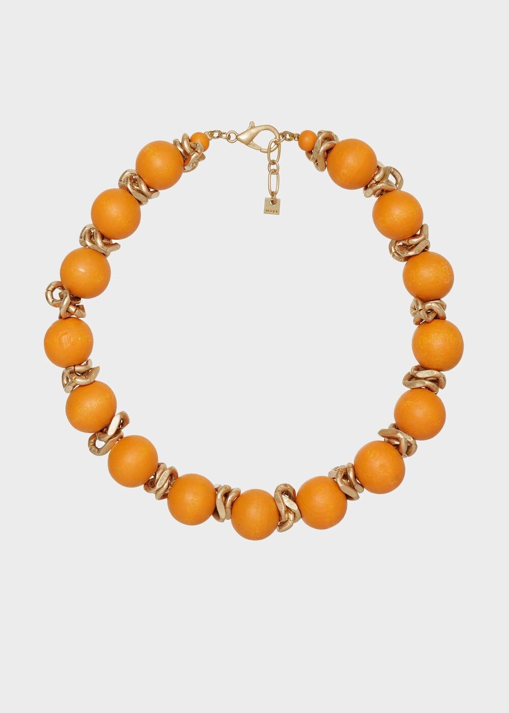 IRIS NECKLACE W/ ORANGE WOODEN BEADS