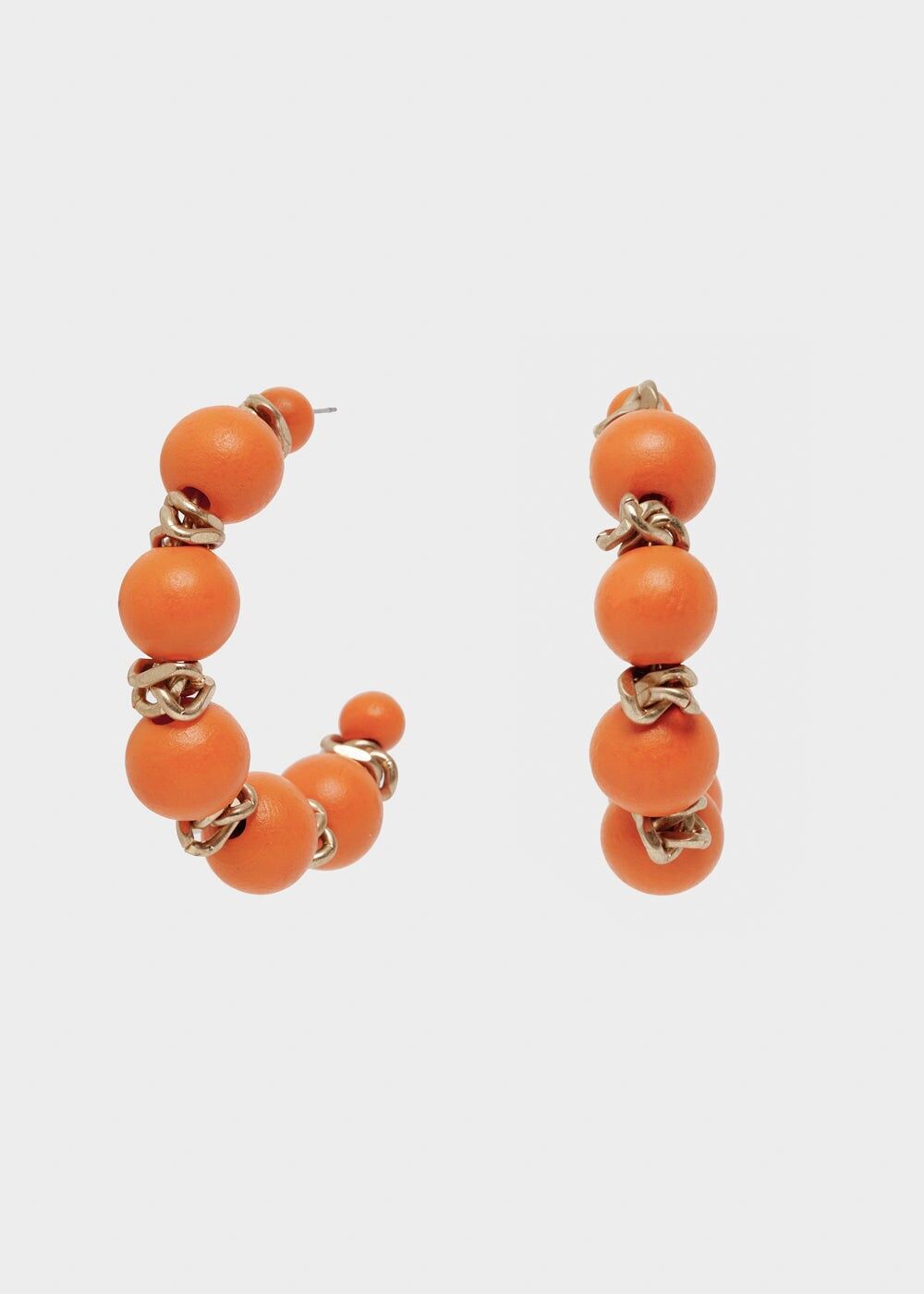 LISA-OHRRINGE MIT ORANGEN HOLZPERLEN