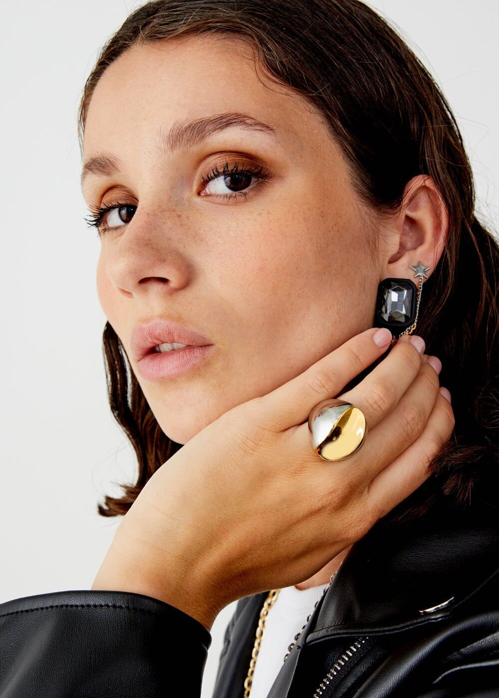 GOLD & SILBER RUNDE RINGFLECKE. STAHL