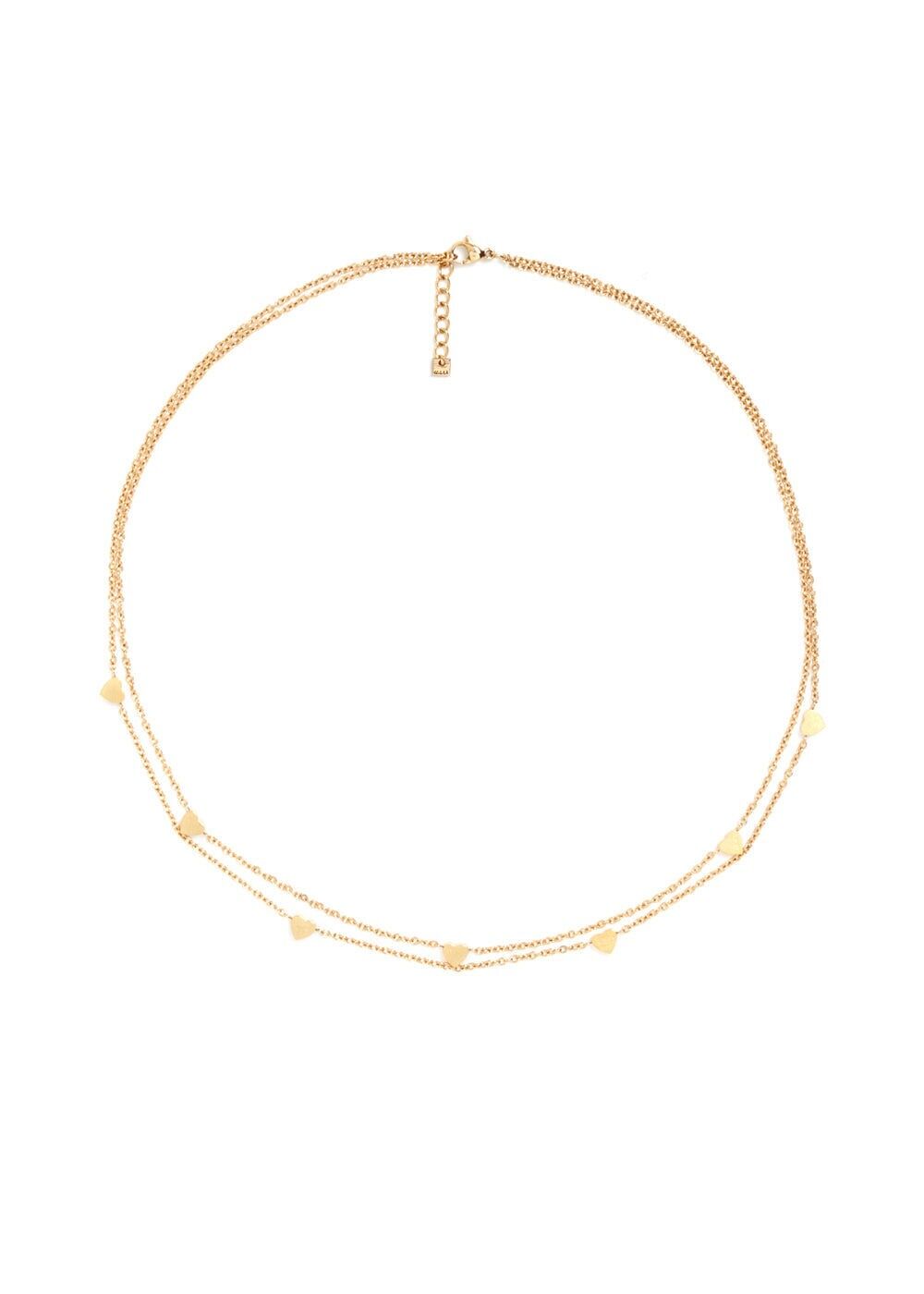 NECKLACE LEO DOUBLE CHAIN HEARTS GOLD COLOR