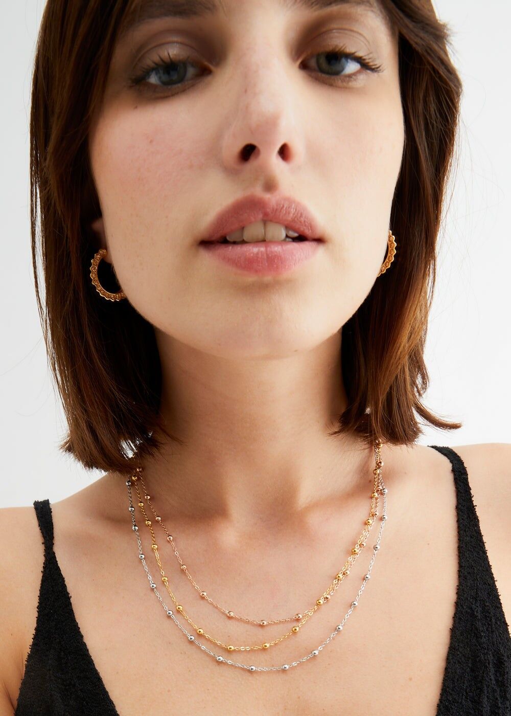 COLLAR VIKY LARGO MULTIHILO MANCHA. ACERO