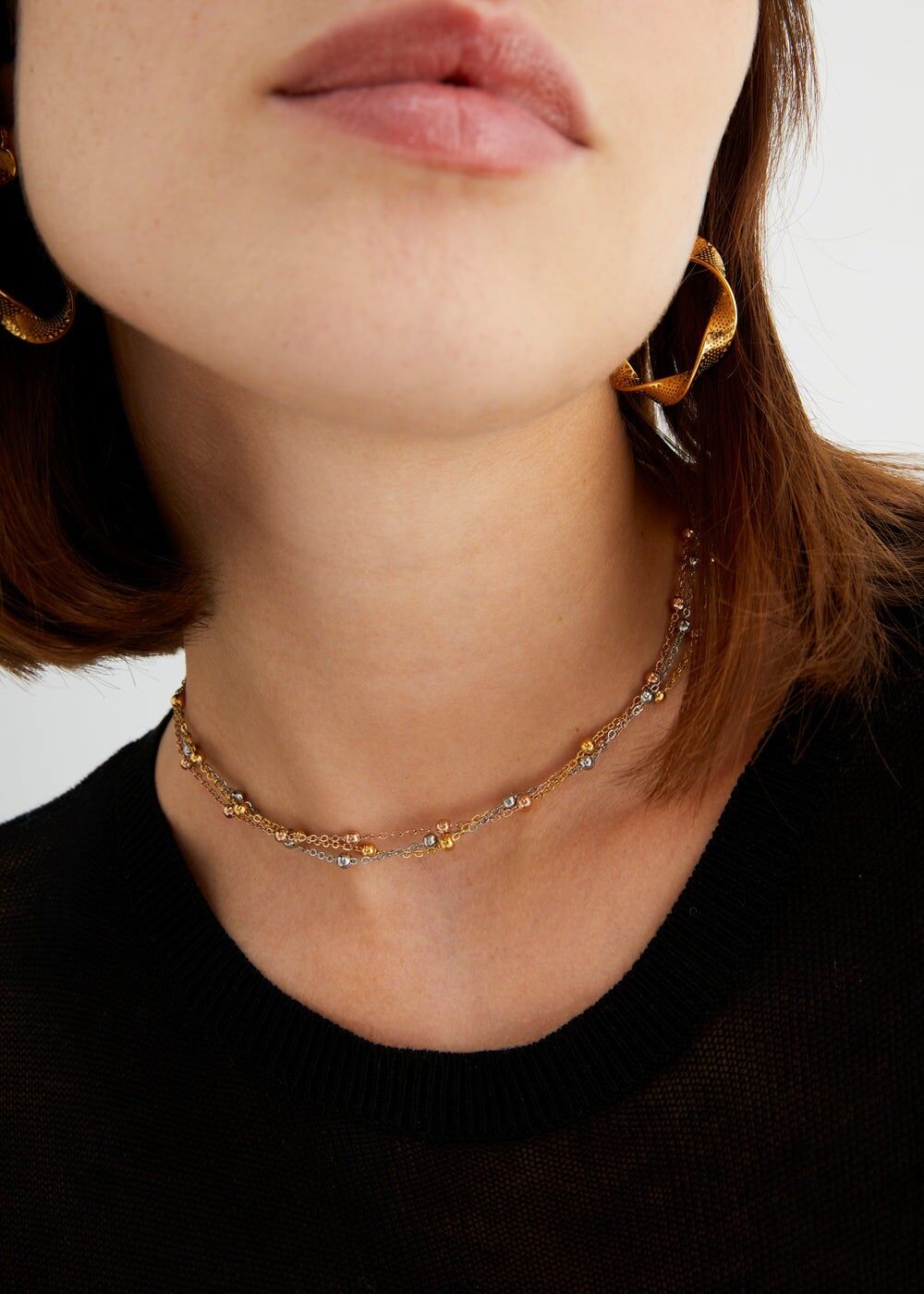 VIKY SHORT MULTI-STRAND NECKLACE STAIN. STEEL