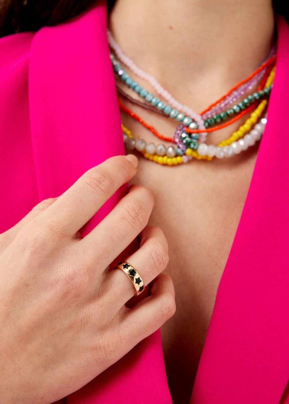 SUMMY ADJUSTABLE RING W/ BLACK STARS