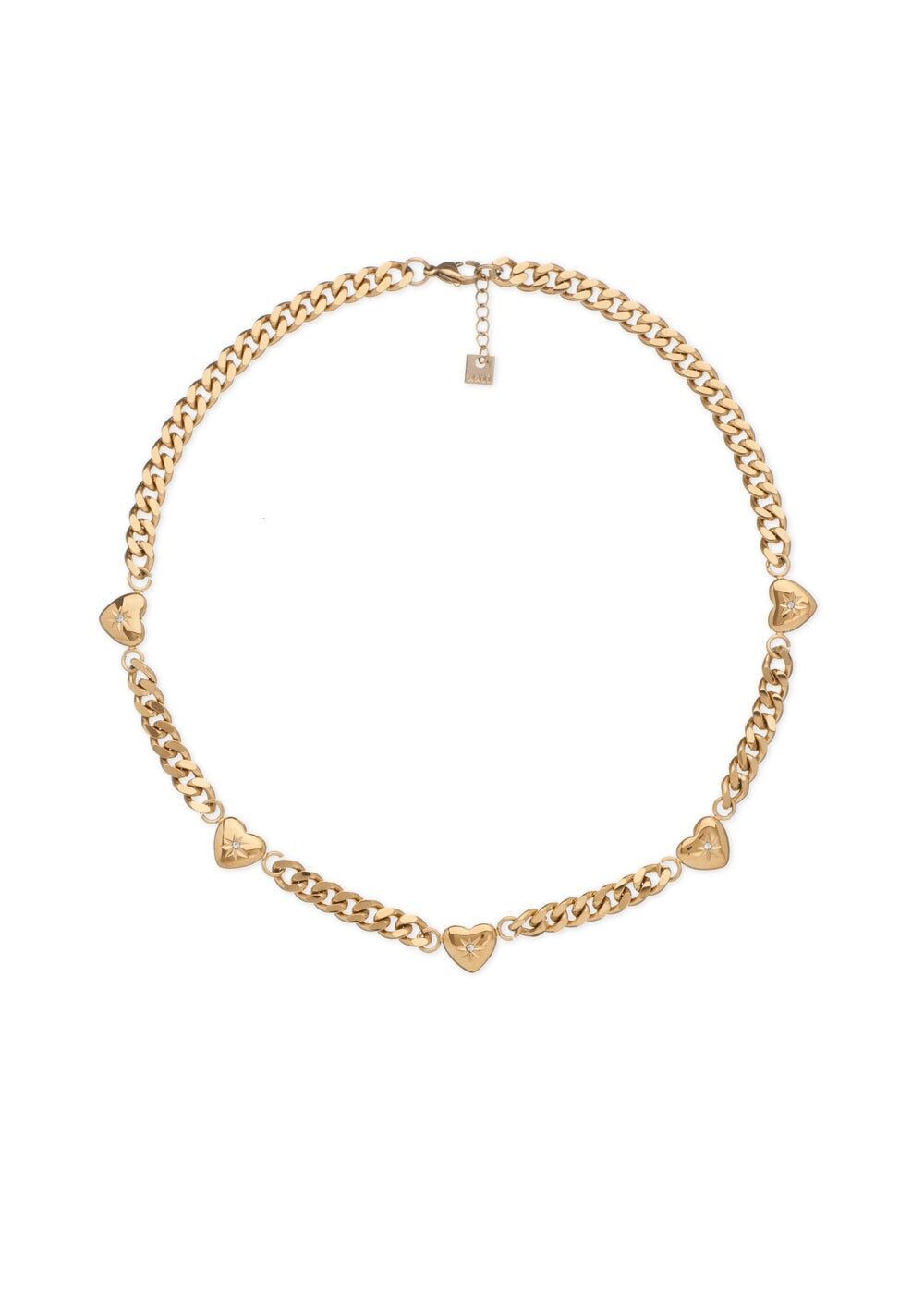 MANCHA COLLAR CORAZON. ACERO. CHAPADO EN ORO 18K