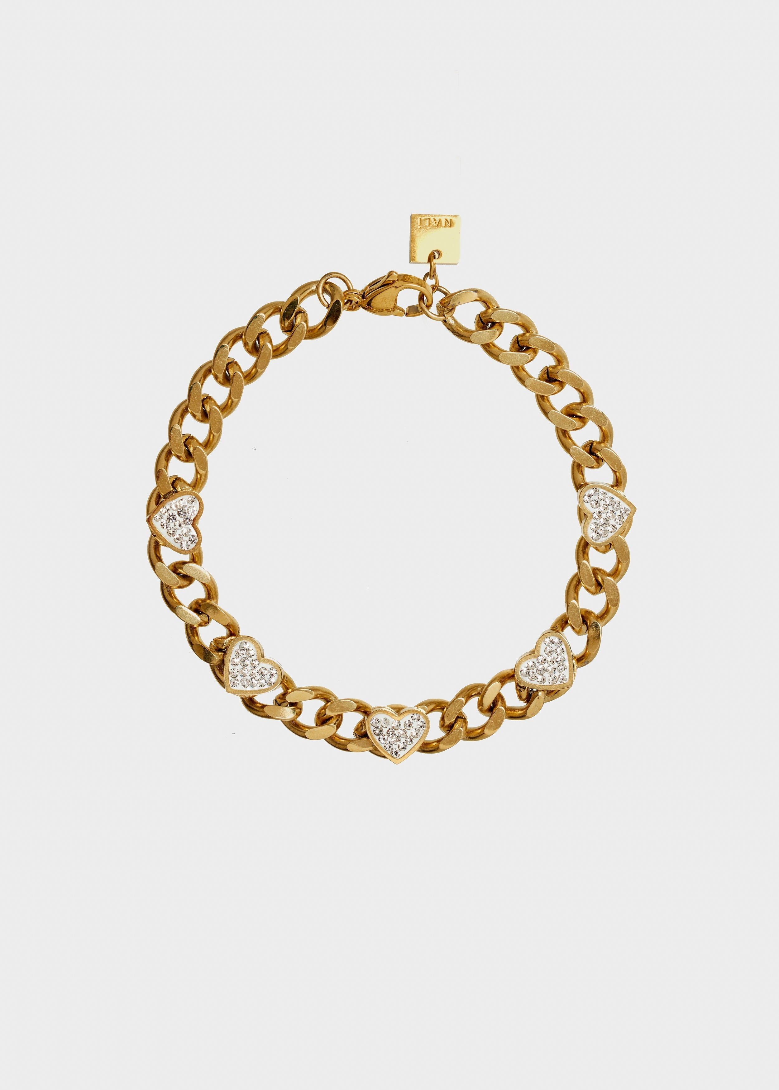 MANCHA. PULSERA DE ACERO CON CORAZONES