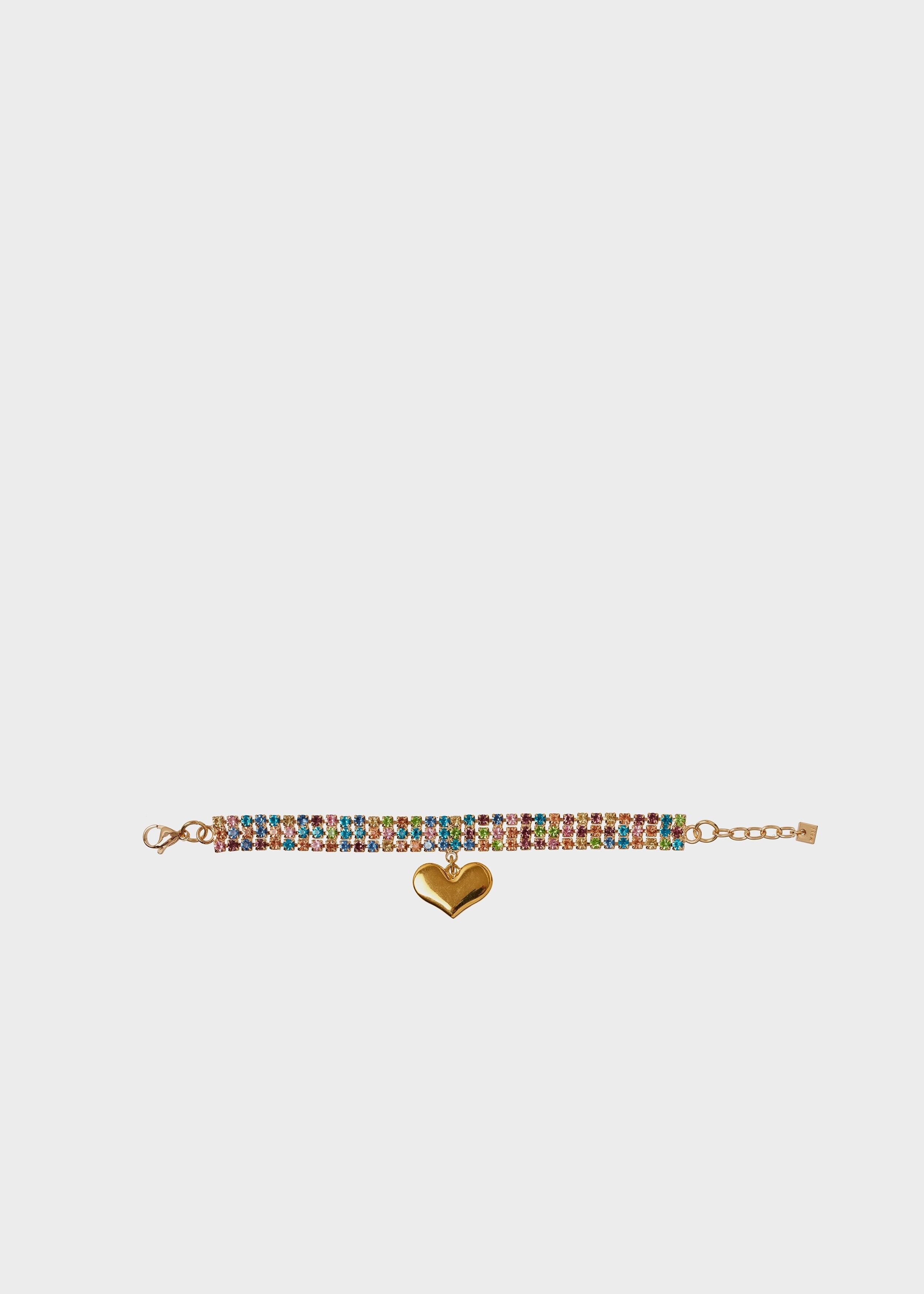 STAIN. STEEL BRACELET W/ CRYSTALS AND HEART