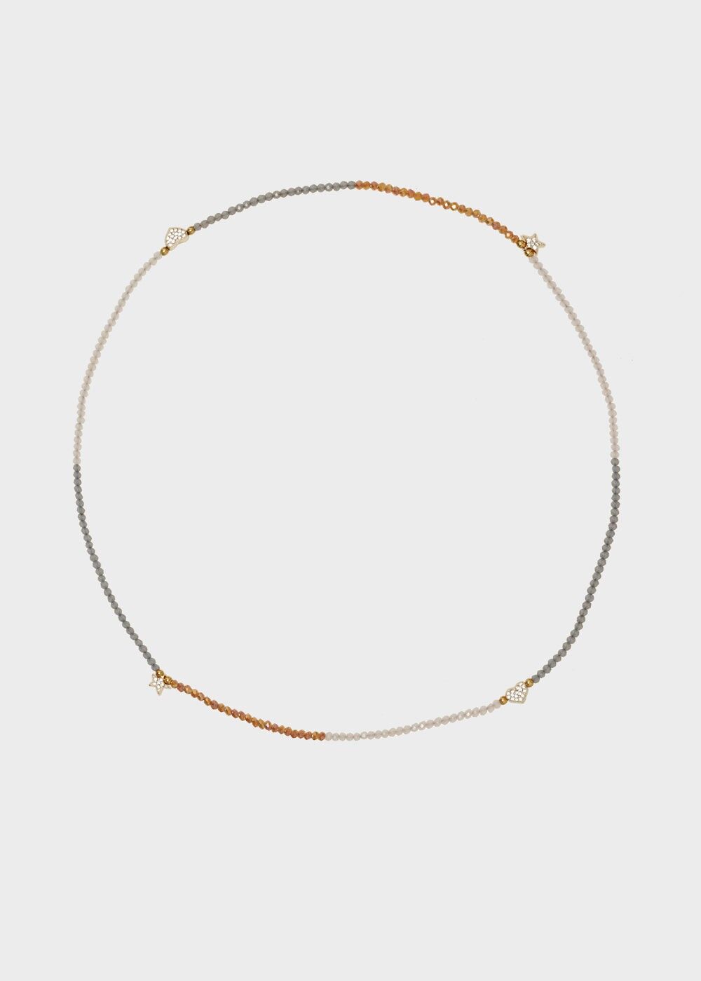 COLLAR LIDIA CUENTAS ROSAS Y GRISES