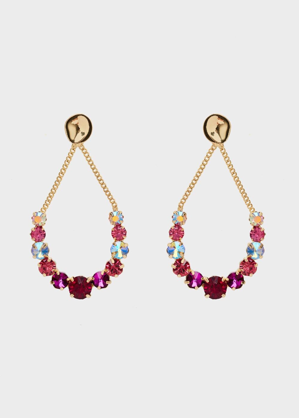 DOLA PENDANT EARRINGS W/ PINK CRYSTALS