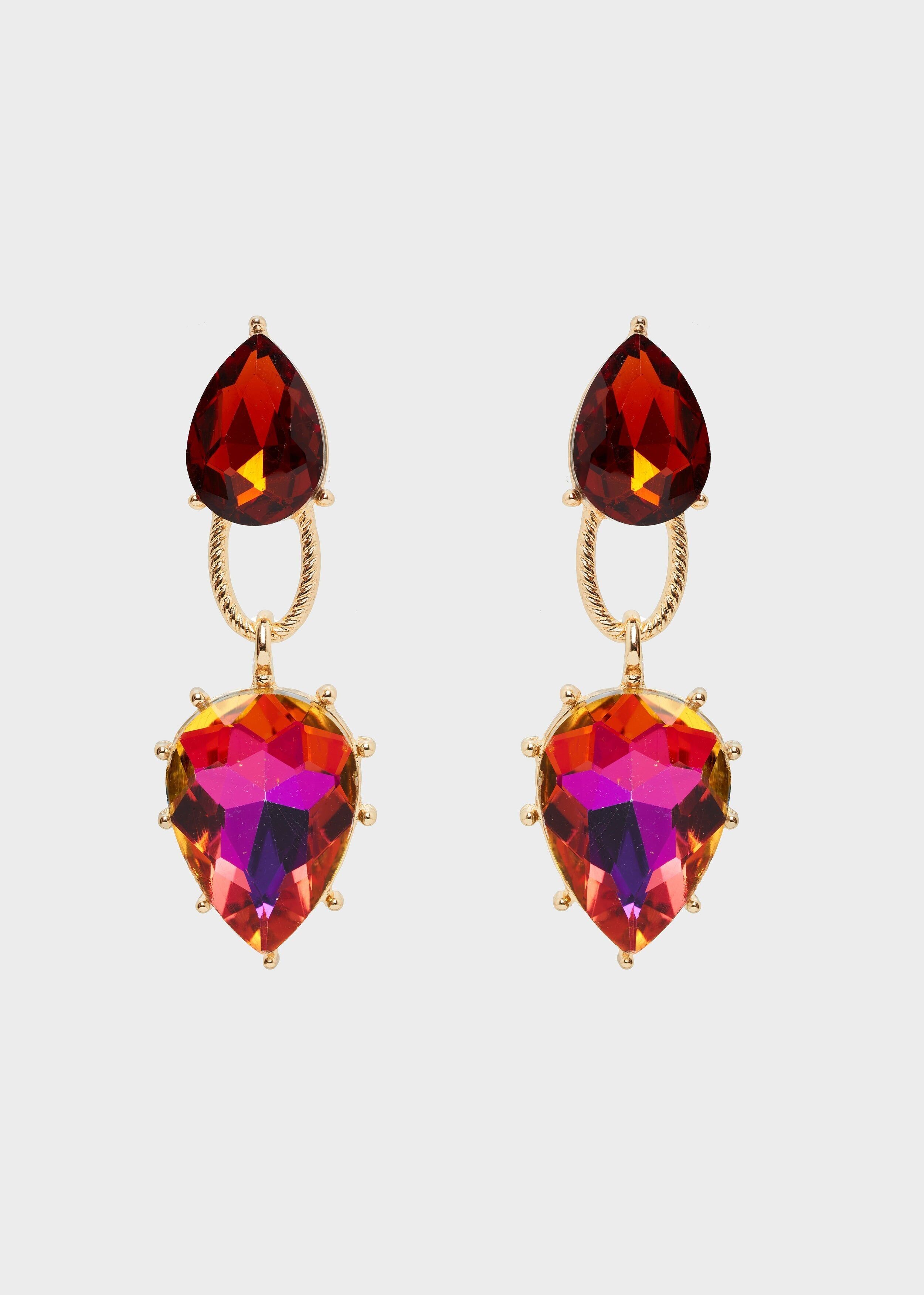 VENUS PENDANT EARRINGS W/ PURPLE STONES