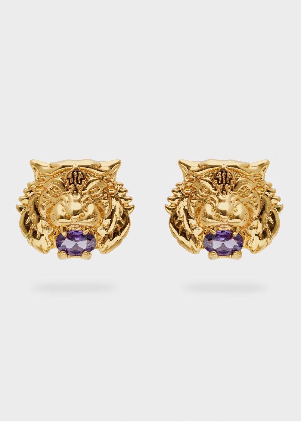 TIGRE GOLD EARRINGS AND PURPLE STONE