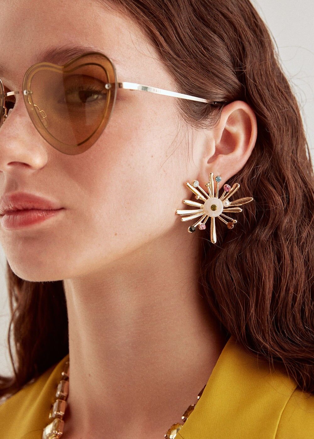 FIREWORK GOLD EARRINGS W/ MULTICOLOR CRYSTALS