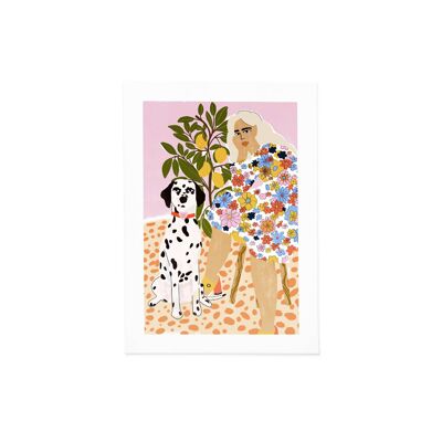Lady and Dalmatian - Art Print (size A4)