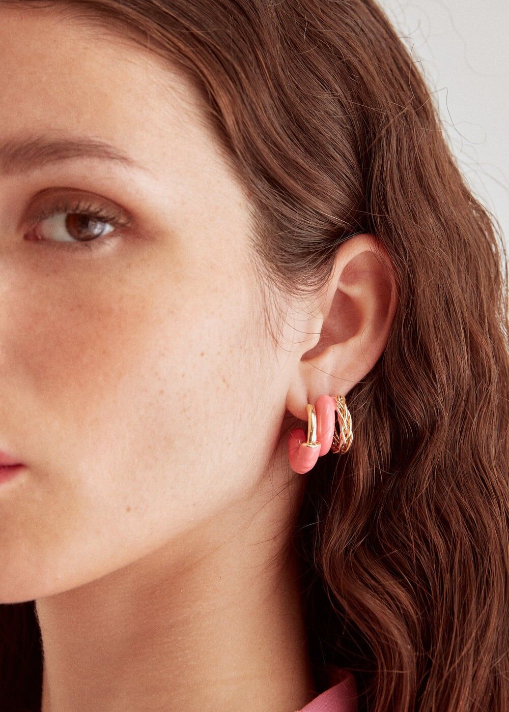 SIA DOUBLE HOOP EARRINGS ENAMEL ORANGE