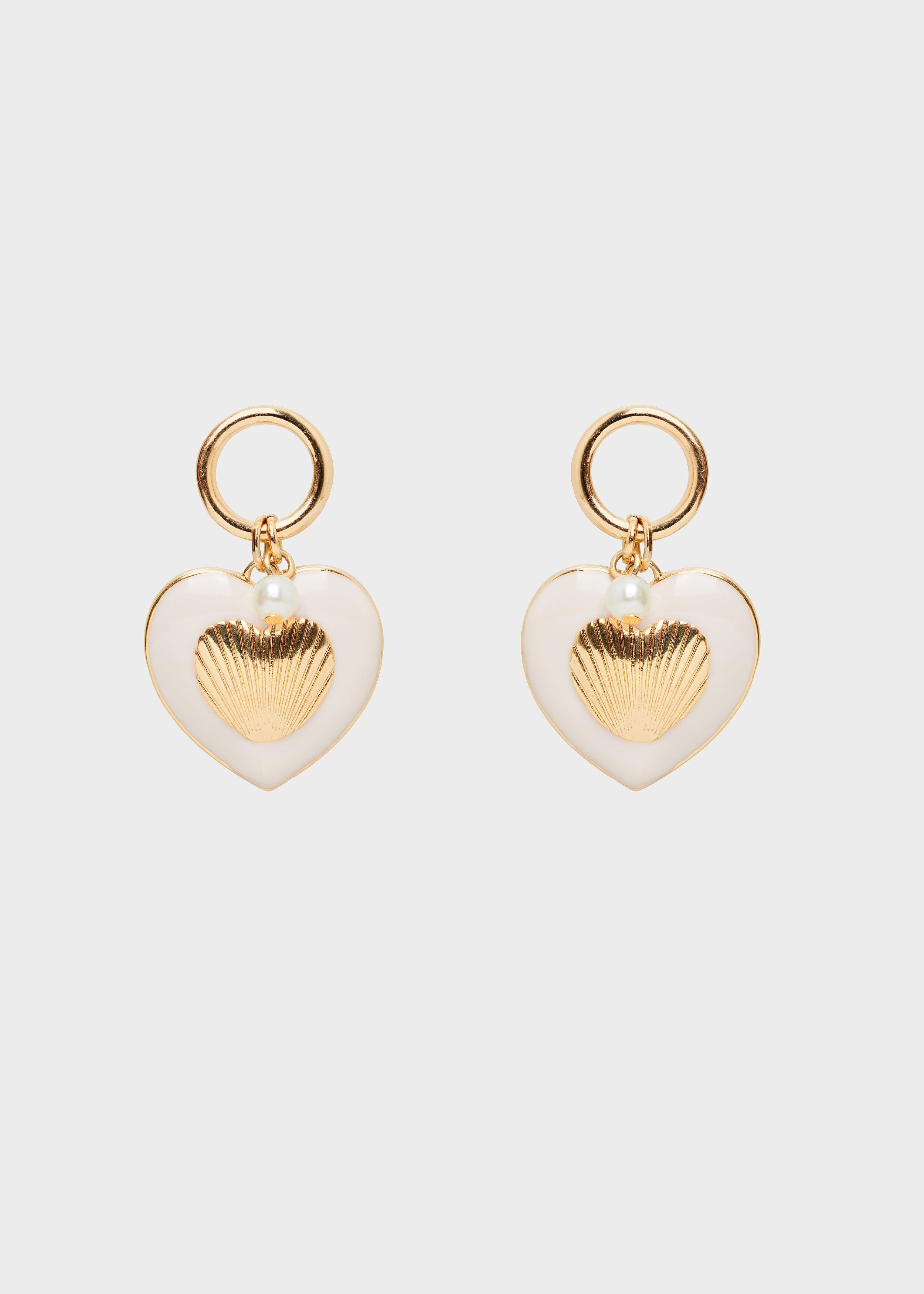 HEART ENAMEL EARRINGS IN PINK