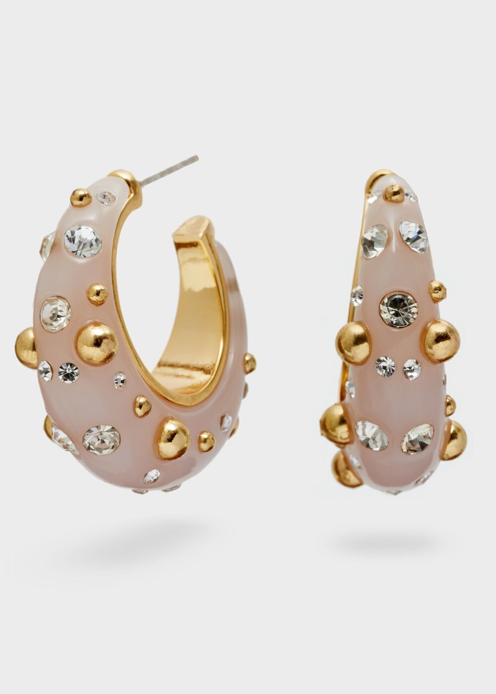 HALF MOON SHAPED EARRINGS IN PINK RESIN