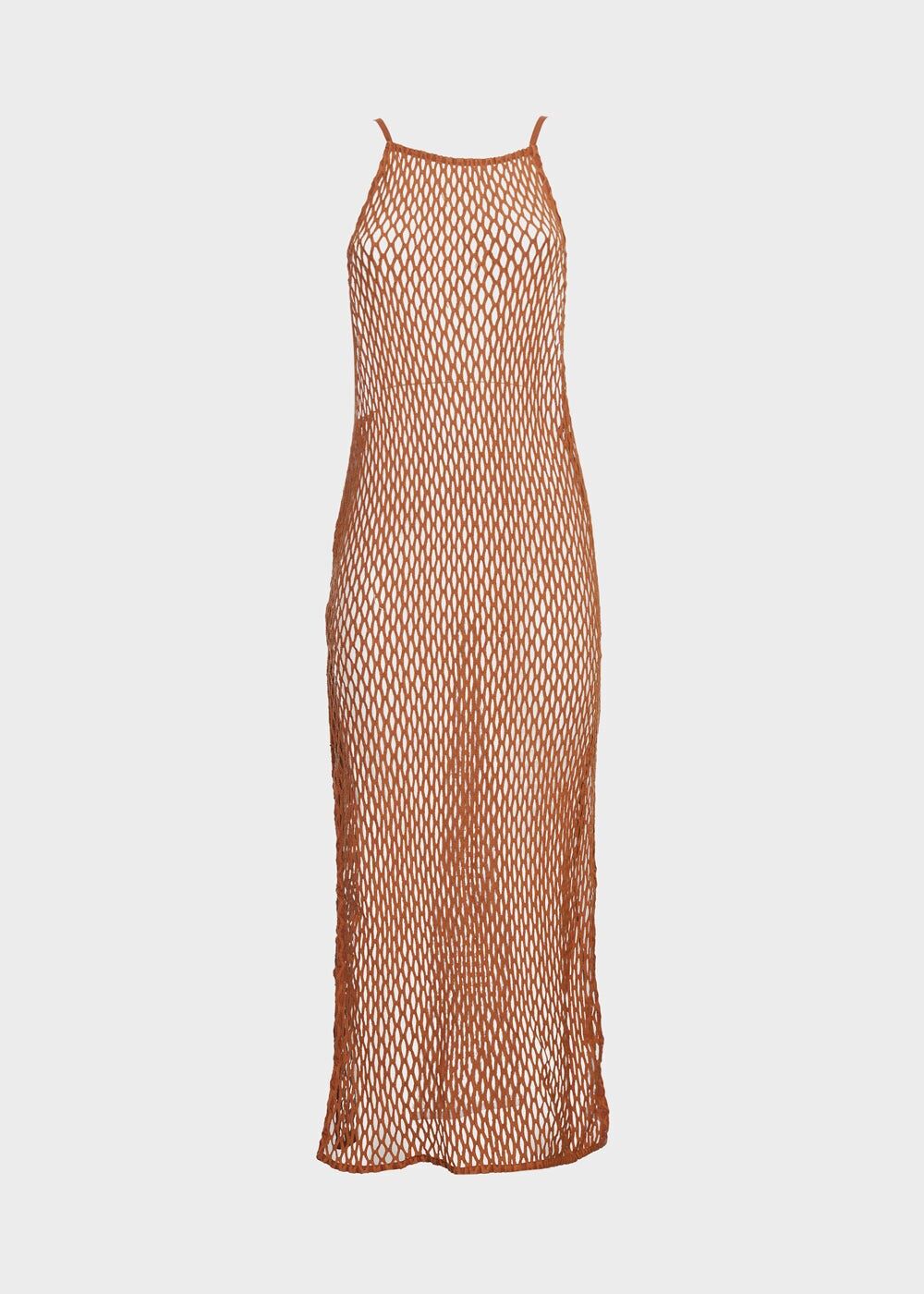 VERA LONG CROCHET DRESS IN BROWN SIZE II