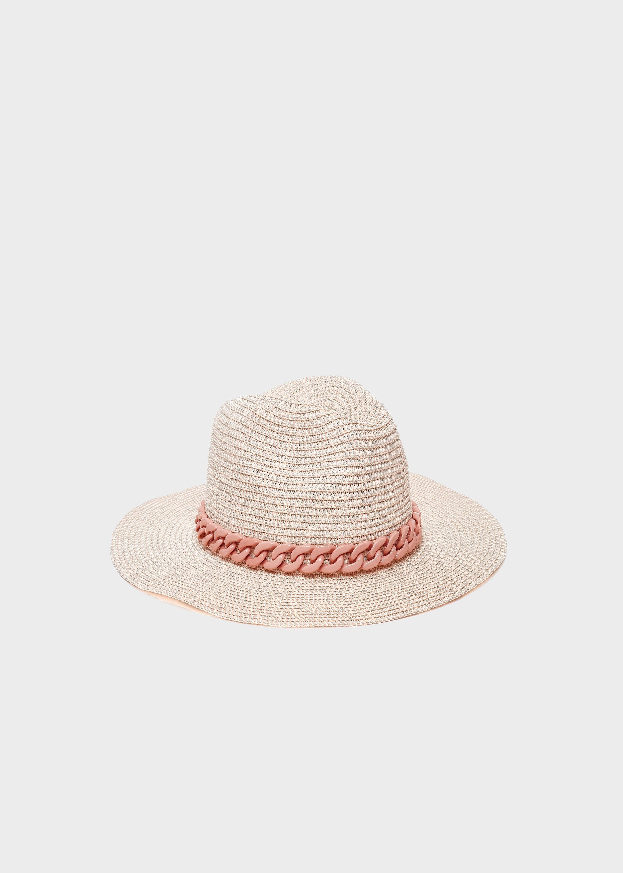 SONIA RAFFIA HAT WITH PINK CHIAN