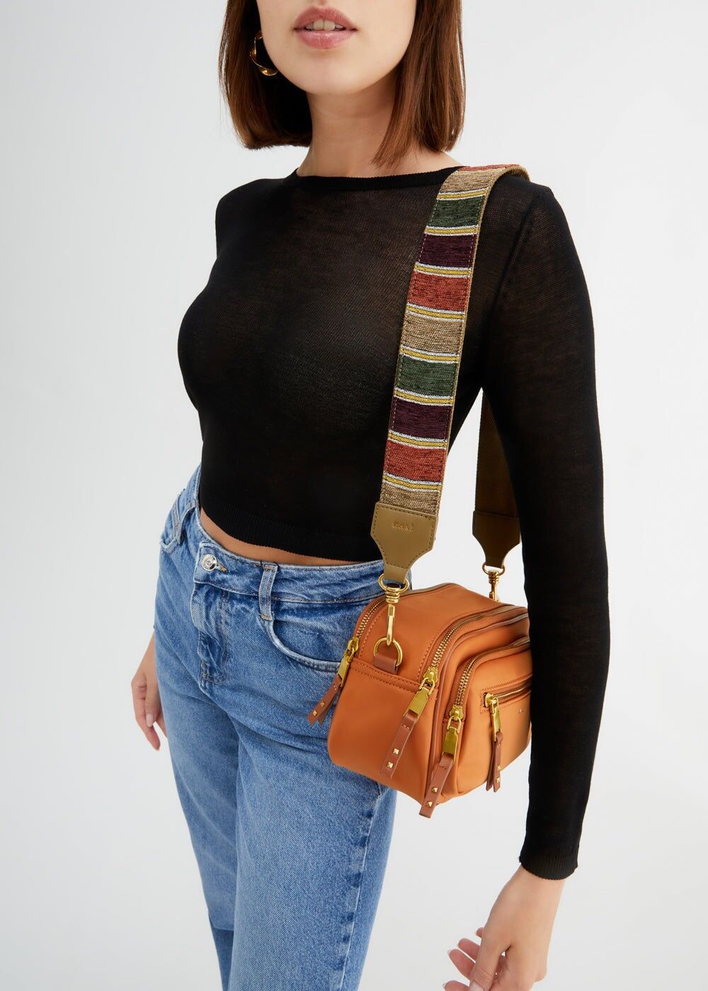 SALLY STRAP W/ GREEN AND TAUPE STRIPES