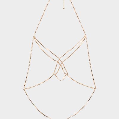 BODYCHAIN EN OR AVEC CRISTAUX