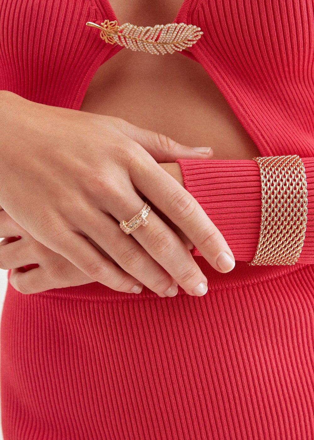 BAGUE PLAQUÉE OR 14K AVEC ZIRCONS