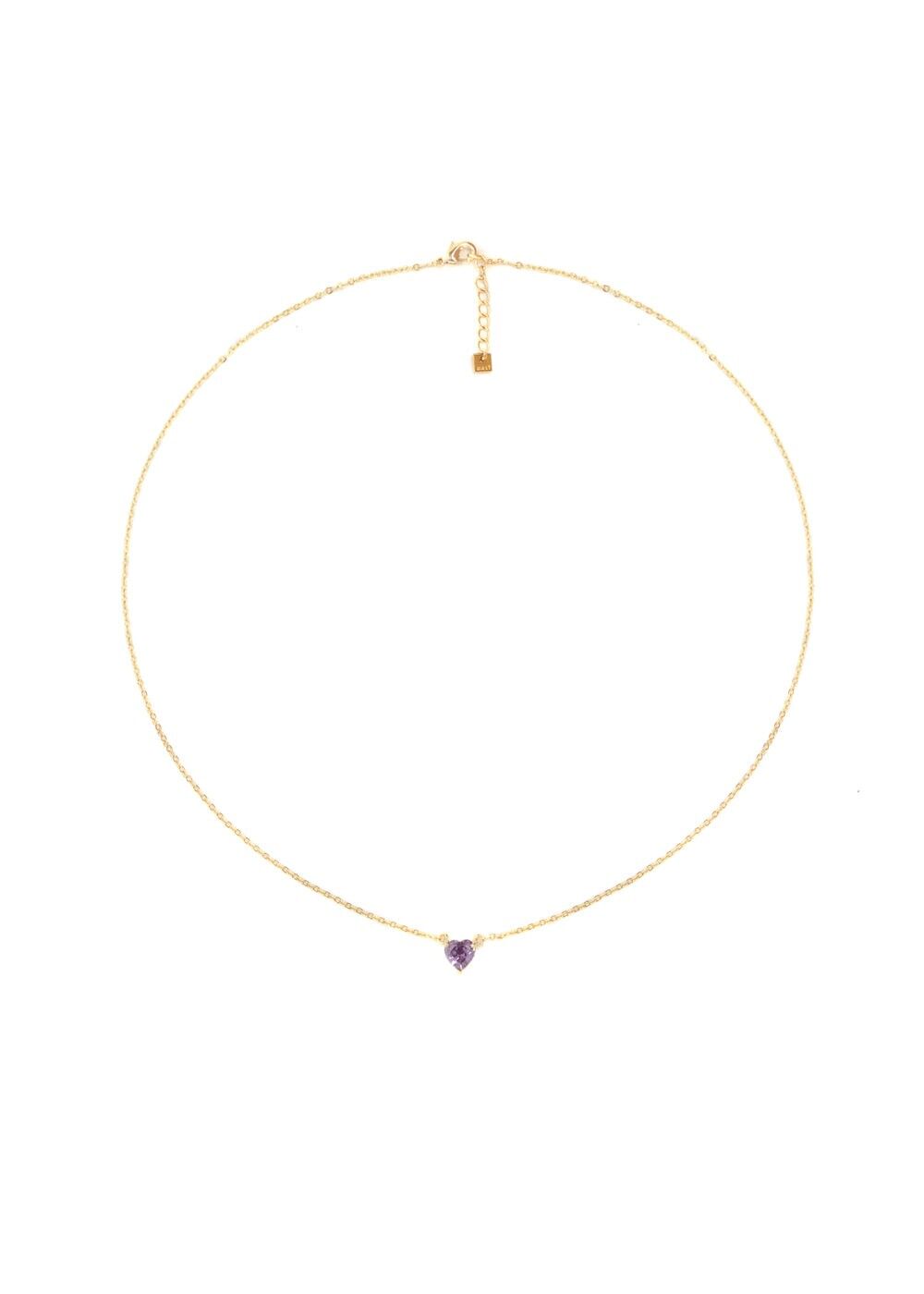 KORA NECKLACE  HEART SMALL PURPLE PLATED 14KT GOLD