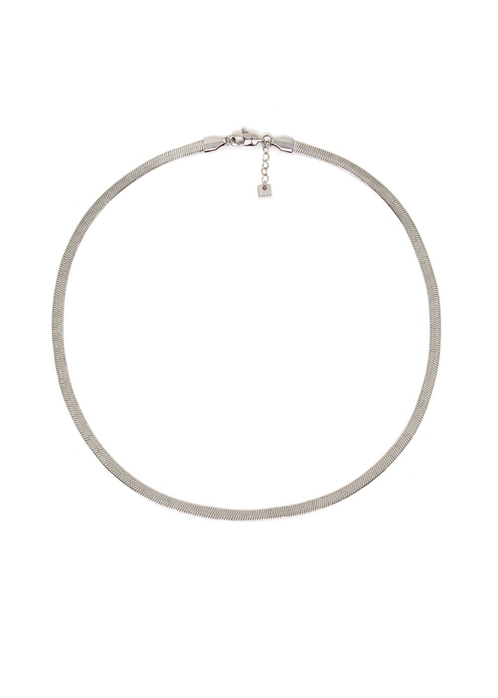 KURZE, FLACHE HALSKETTE TORY AUS SILBERNEM EDELSTAHL