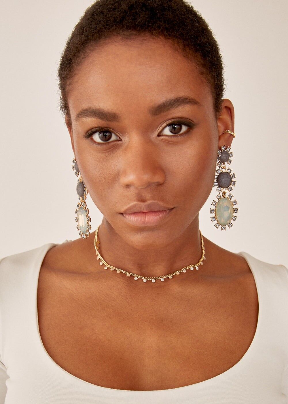 ZAKI-HALSKETTE MIT RUNDEN ZIRKONEN, VERGOLDET 14 KT