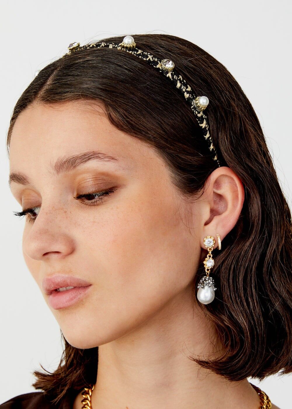 ZIRCON CIRCLE EARRINGS 14K GOLD PLATED SILVER 925