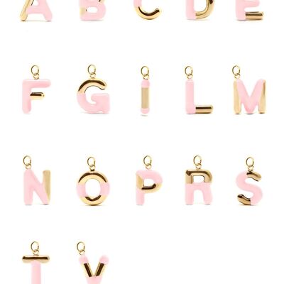 CHARM ENAMEL PINK W/ CHAIN AND EARRINGS