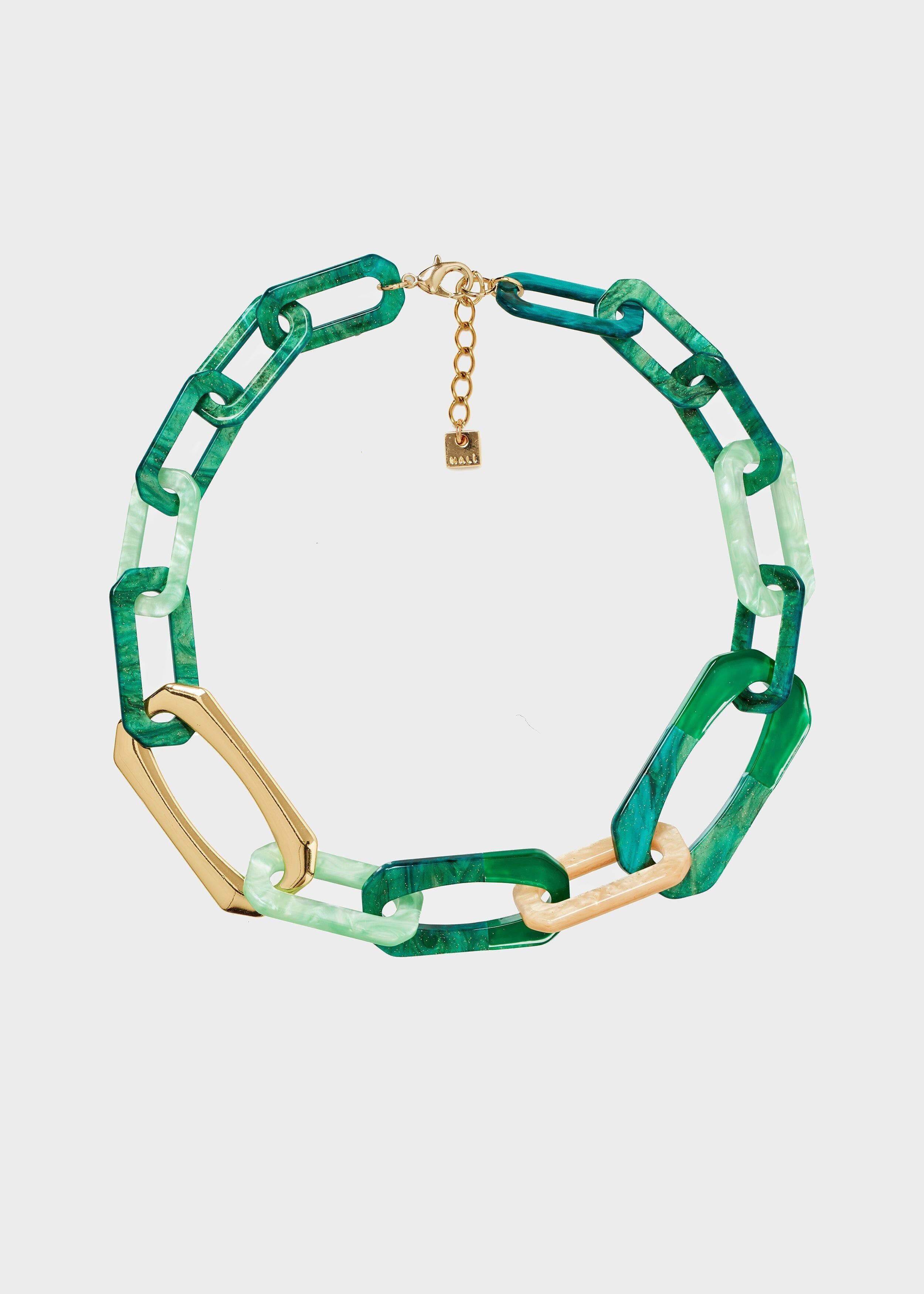 ECHTE HALSKETTE AUS GRÜNEM HARZ