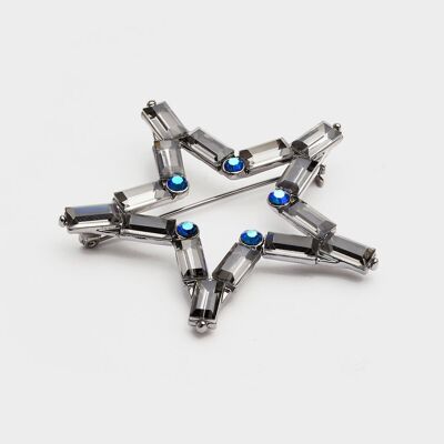 STAR BROOCH WITH GRAY CRYSTALS
