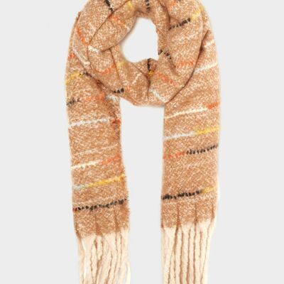 ÉCHARPE BEIGE À RAYURES COLORÉES